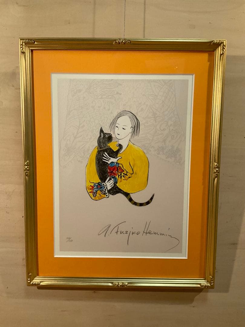 フジ子・ヘミング 「迷い込んだ猫・くりくり」 シルクスクリーン 作品