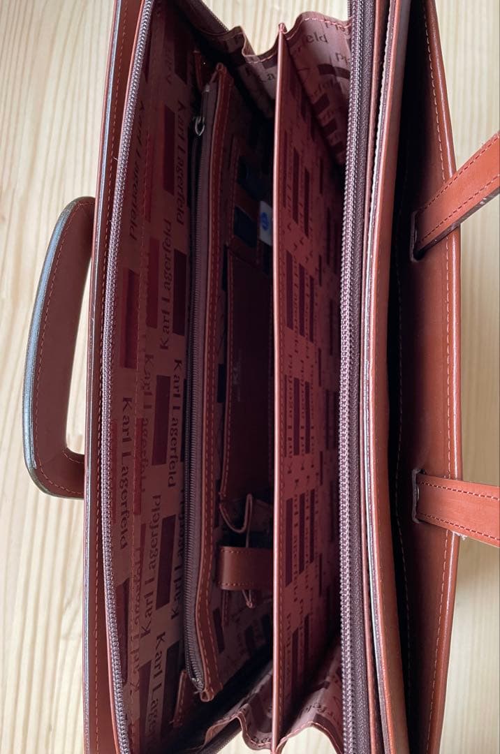 KARL LAGERFELD ブラウンレザー ビジネスバッグ