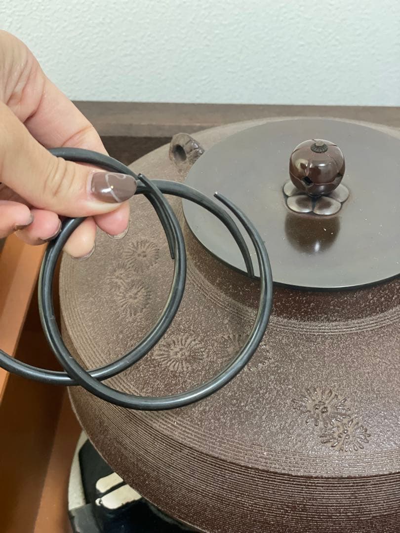 炉用釜 -茶道具- 【古美術・茶道具 改野商店】 置炉釜 笠釜 釜環付