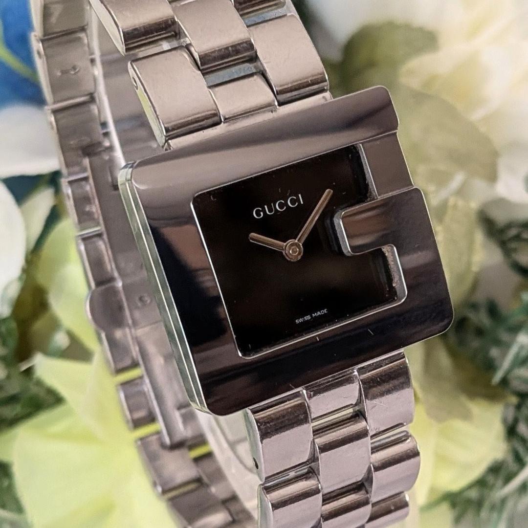 良品 GUCCIグッチ メンズ腕時計ブラック3600J ボリューム感 電池交換済