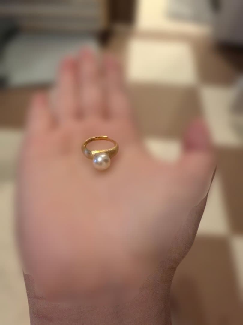 【極美】南洋白蝶真珠 ゴールドパール 10mm リング S925 艶消しデザイン
