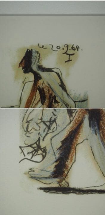 送料無料　ピカソ版画　1964年作品 画寸17×10.5ｃｍ