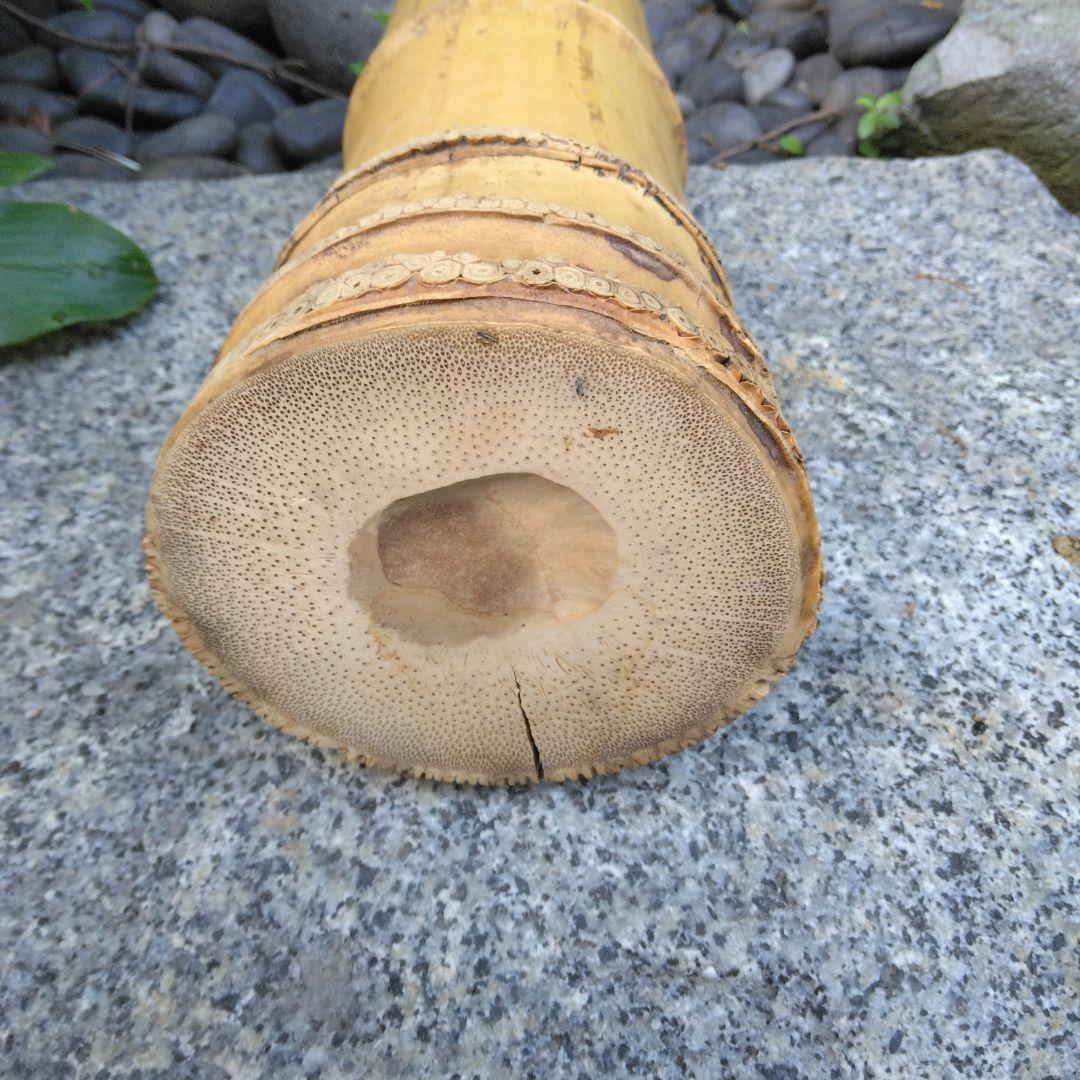 茶道具 竹一重切花入（銘 末広) 花押入り 共箱 水漏れ検査済 高級