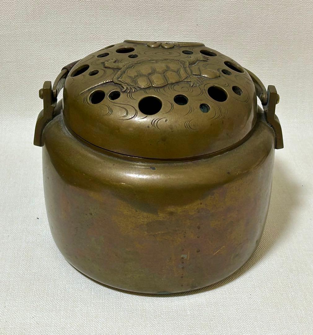 四角瓶掛火鉢 三つ足 共箱 手あぶり 炉 火鉢 明治 名家 蔵出し初荷