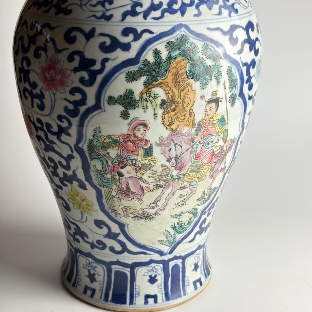 中国 染付 色絵 花瓶 壺 粉彩