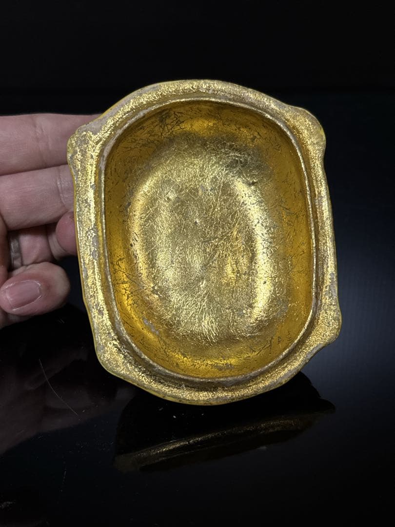 平安 真清水 蔵六 造 交跡 内金箔張 大亀 香合 桐共箱