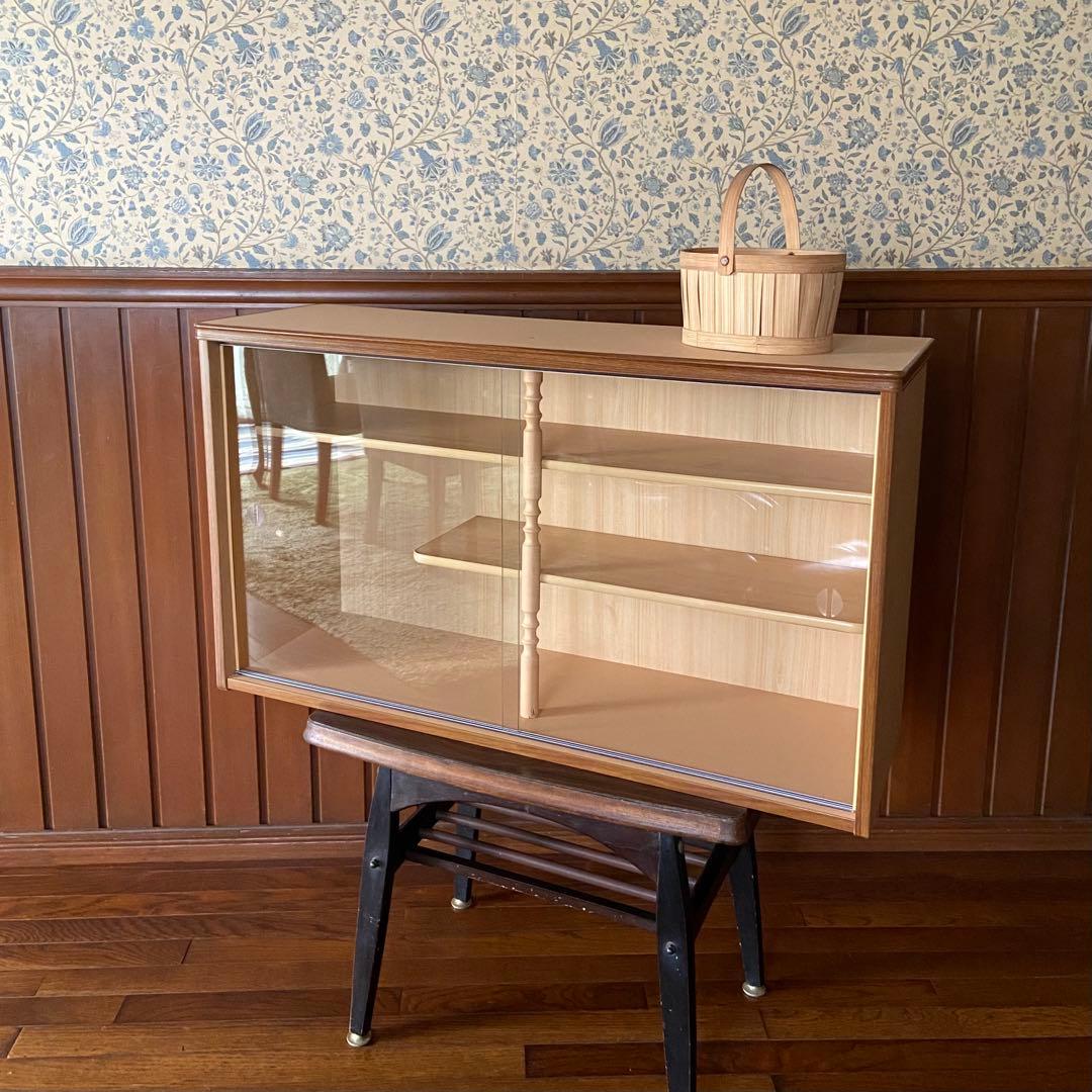 昭和レトロ 食器棚 キャビネット 吊り戸棚 ナチュラル ベージュ - メルカリ