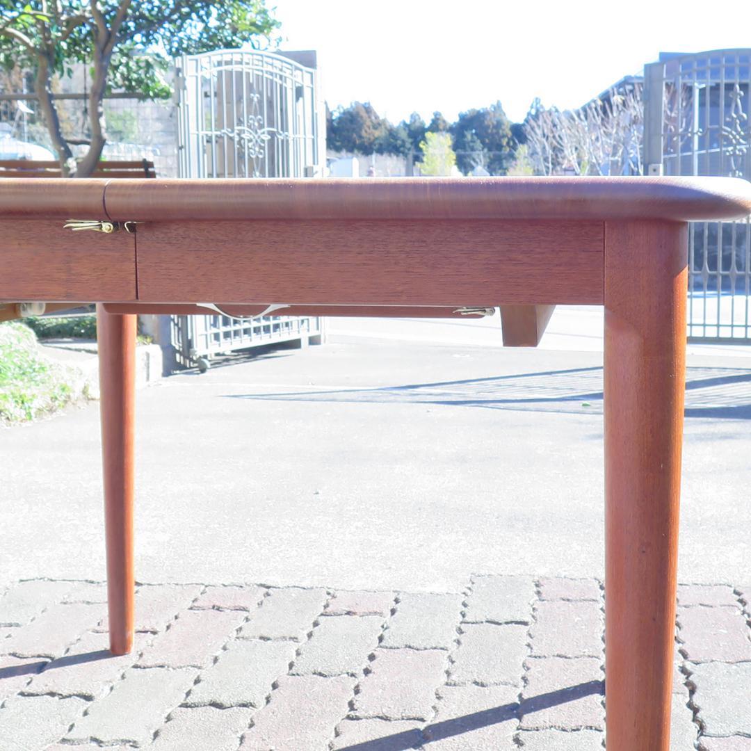 y*1様 北欧 ヴィンテージ チーク無垢天板 エクステンション拡張 ダイニングテ