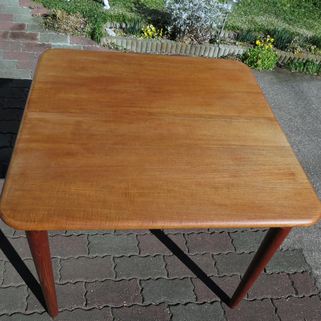 y*1様 北欧 ヴィンテージ チーク無垢天板 エクステンション拡張 ダイニングテ