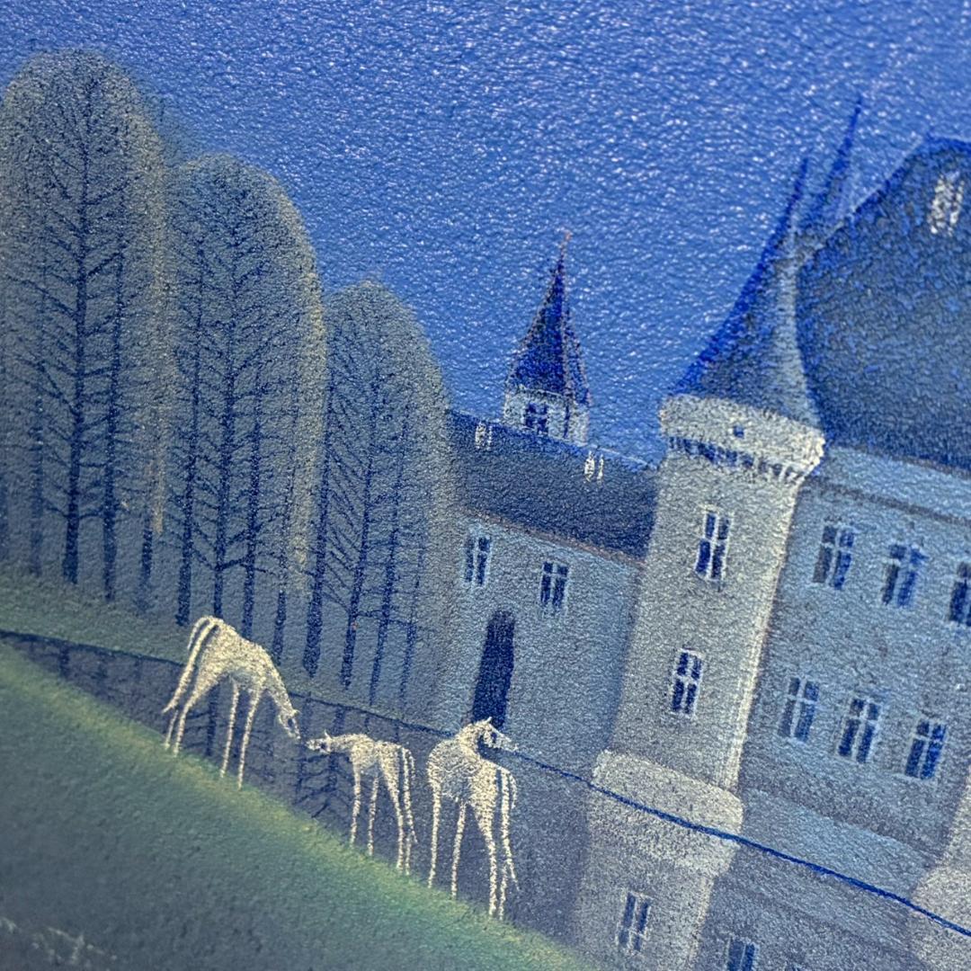 松浦敬文「水辺の城」キャンバスに油彩 共シール 直筆サイン入り 飛翔