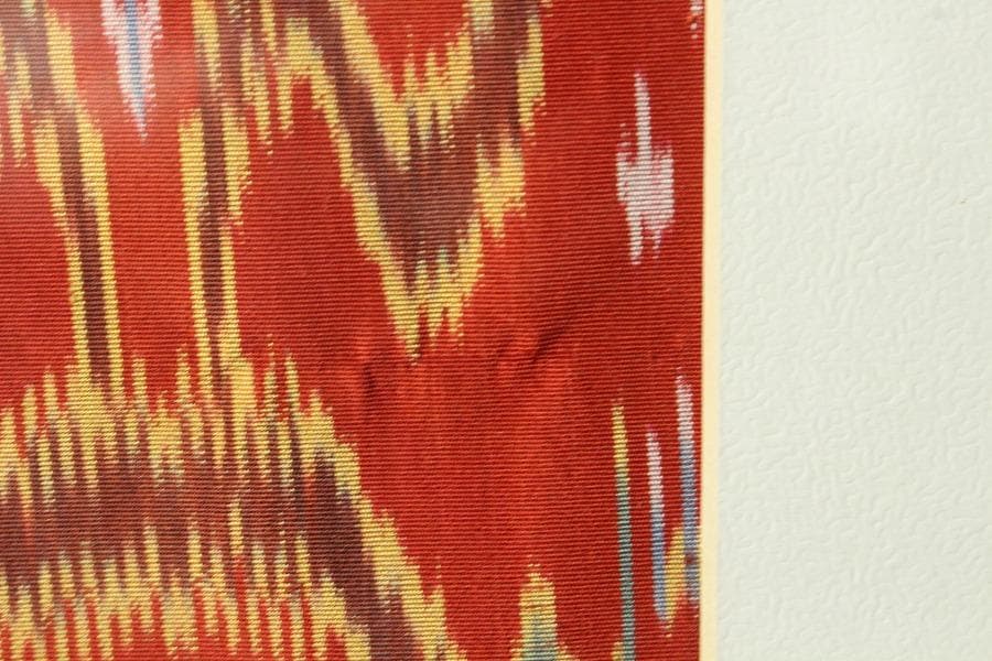 古裂 太子間道 赤地広東綿 額装 西陣 呉服屋蔵 K LC930 日本