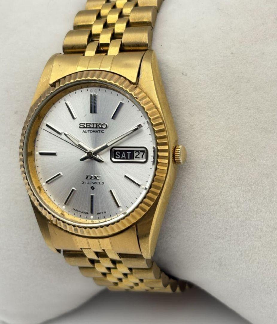 ね*様 セイコー自動巻きメンズ腕時計 6309 ホワイト文字盤 動作品フルーテッ