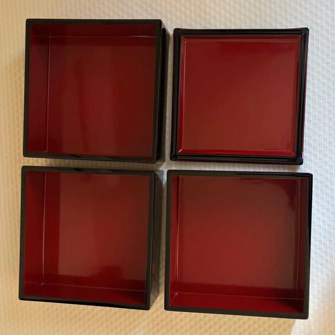 木製漆器 3段重箱 焼金 蒔絵 枝梅 6.5寸 会津ぬ里