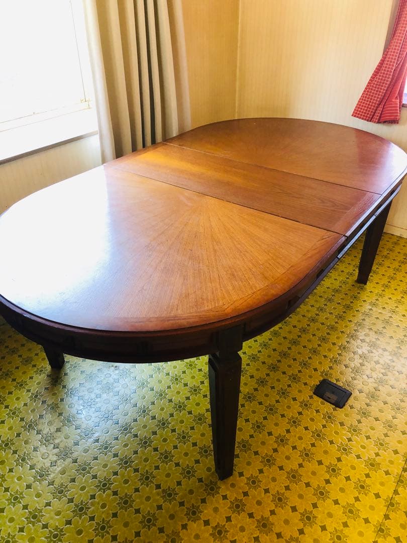 出た！！アンティーク　エクステンション　木製楕円形ダイニングテーブル 伸縮可能