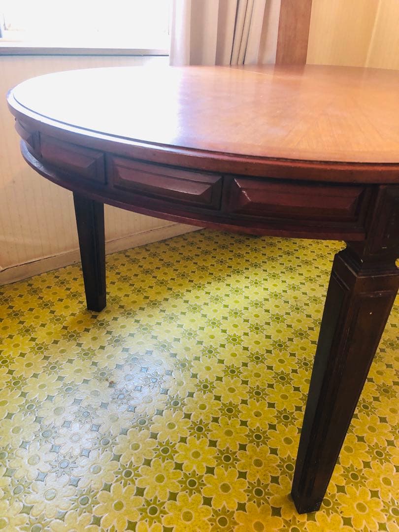出た！！アンティーク　エクステンション　木製楕円形ダイニングテーブル 伸縮可能