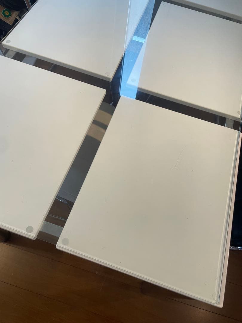 【引き取りのみ】ダイニングセット　ガラス製ホワイトダイニングテーブル