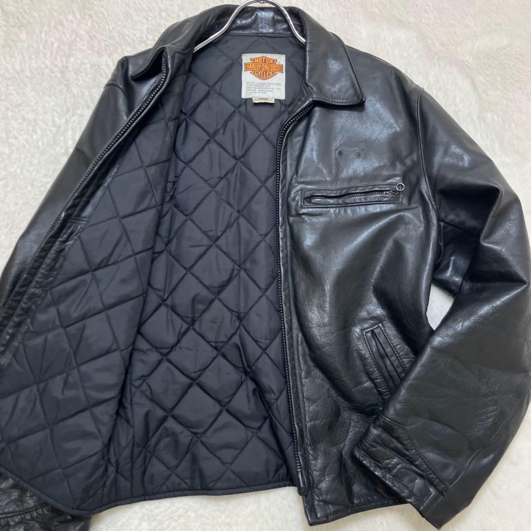 ハーレーダビッドソン 裏地キルティング 本革 レザージャケット ライダース 38 ハーレーダビッドソン 裏地キルティング 本革 レザージャケット