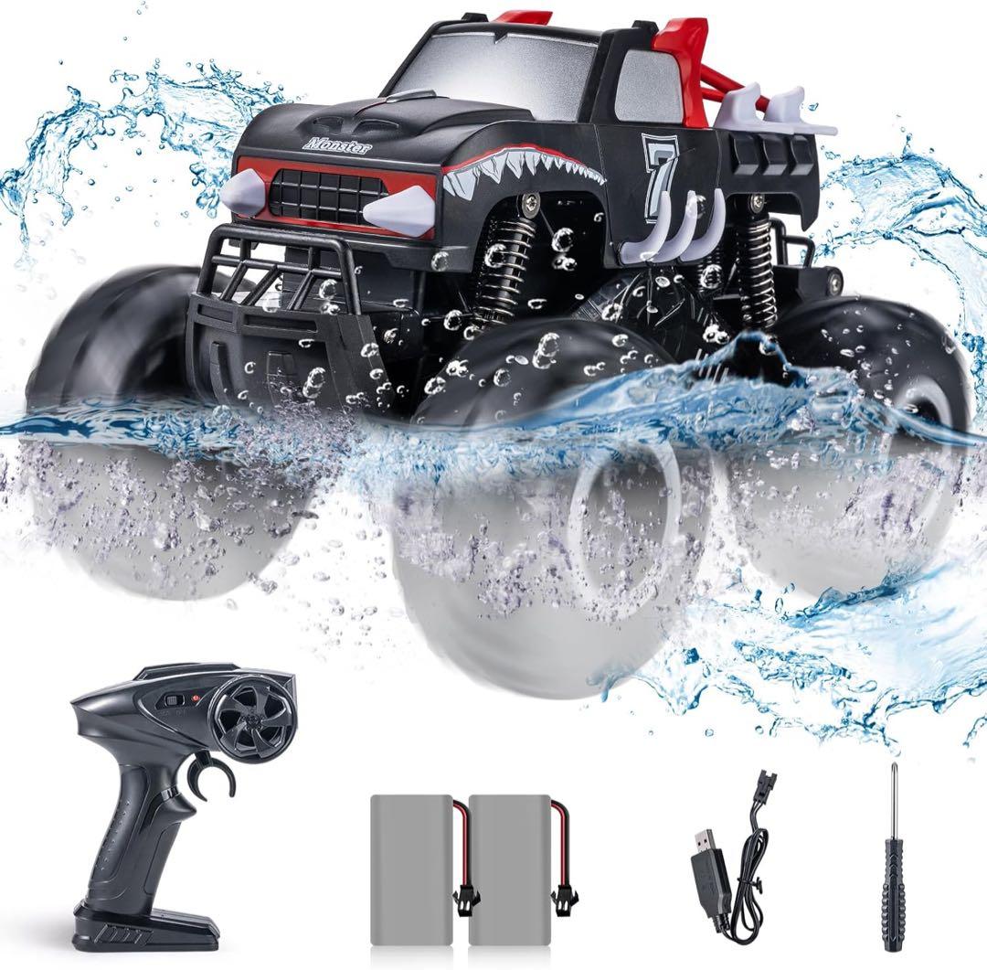 水陸両用 4wd 防水 オフロード-ラジコンカー　衝突防止　バッテリー2個付