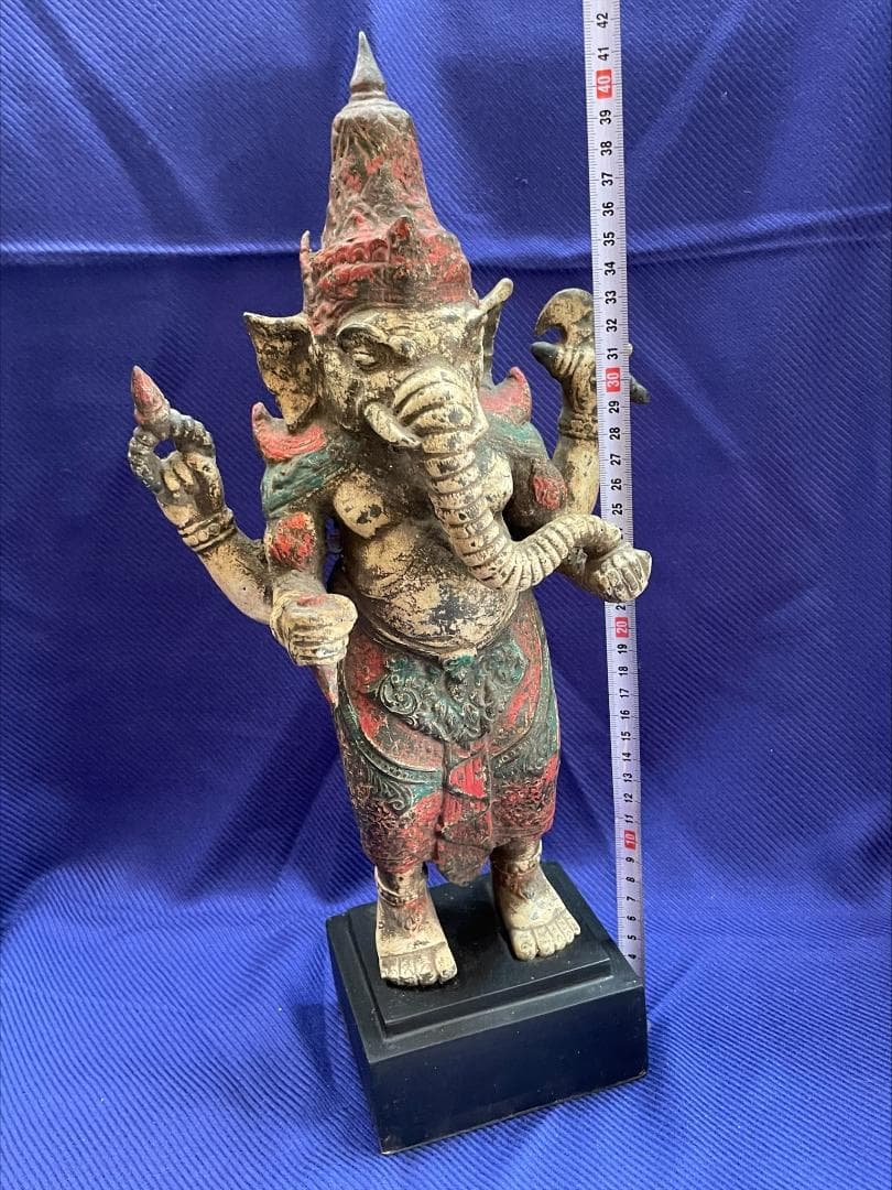 大判 ガネーシャ像 風水置物 ブロンズ 真鍮 アンティーク 商売繫盛 守り神