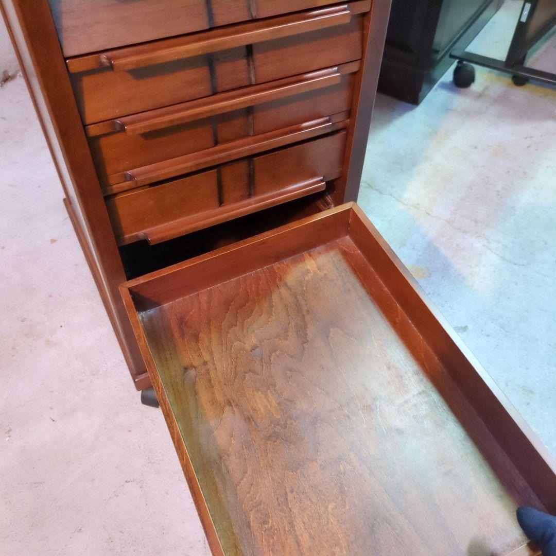 豊岡クラフト 木製書類整理ケース 7段 キャスター付 サイドデスク チェスト