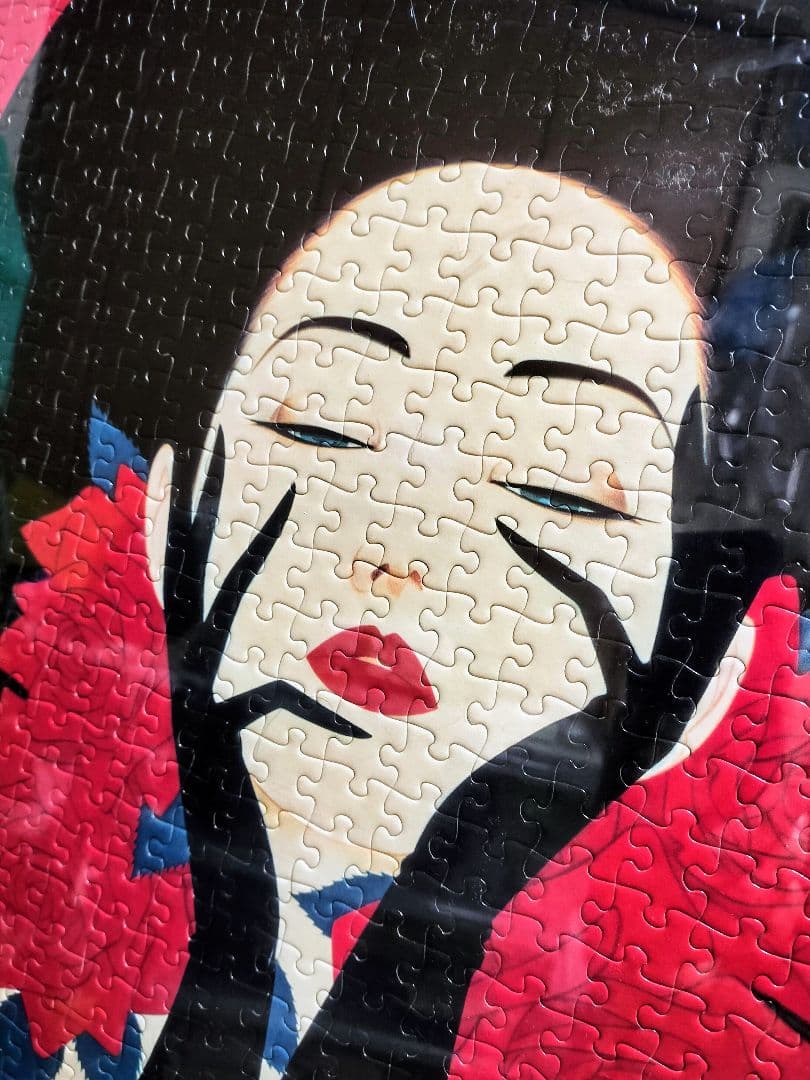 1997 当時物 鶴田一郎 美人画 赤薔薇 Sexy ノエビア パズル 完成品