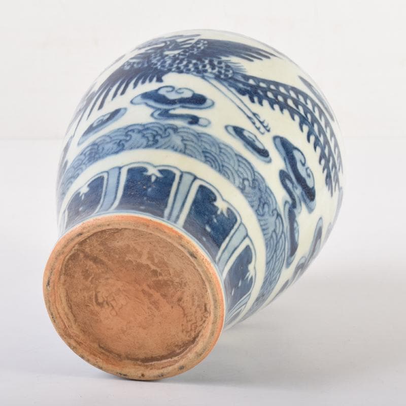 中国 青花 花卉雲龍鳳凰文 梅瓶 V 6953