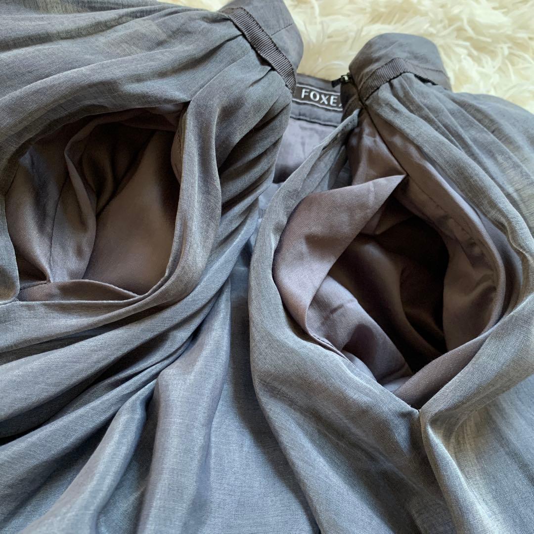 美品✨人気 フォクシー シアーサーキュラー スカート フレア シルク混 38