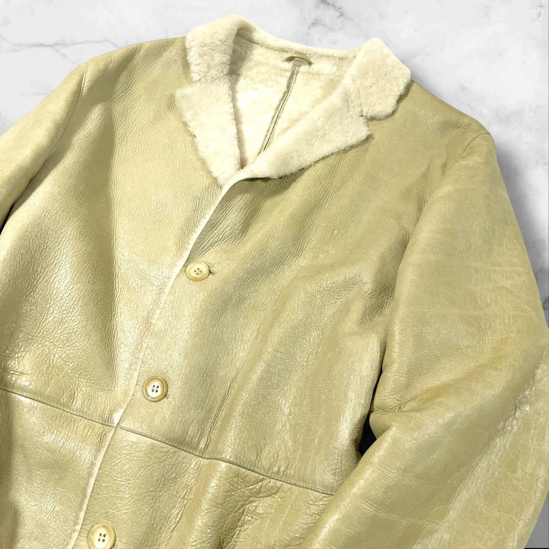 Krizia ムートンジャケット ベージュ イエロー サイズ50 XL相当