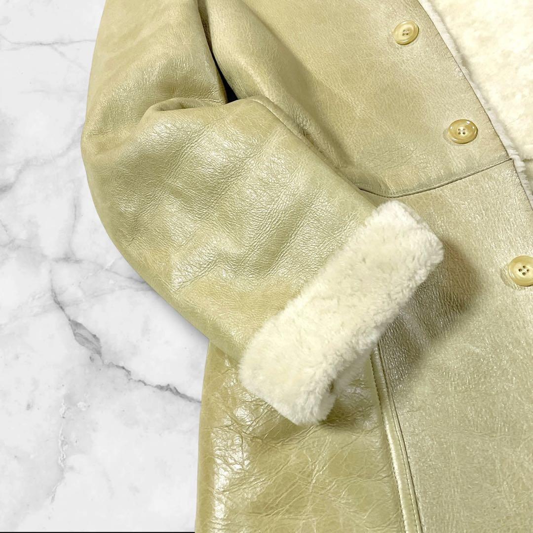 Krizia ムートンジャケット ベージュ イエロー サイズ50 XL相当