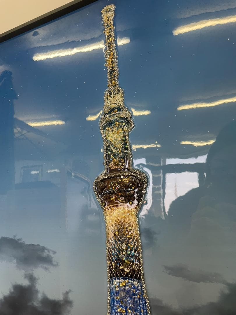水晶絵　スカイツリー　東京　アートパネル　絵画　額縁　風景　ポスター　絵　写真