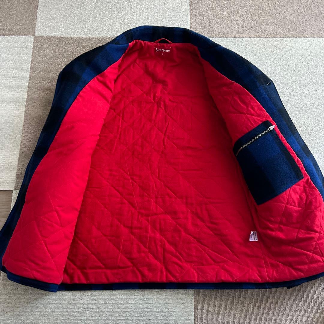 断*)様 Supreme 青・黒チェック クルーザージャケット L