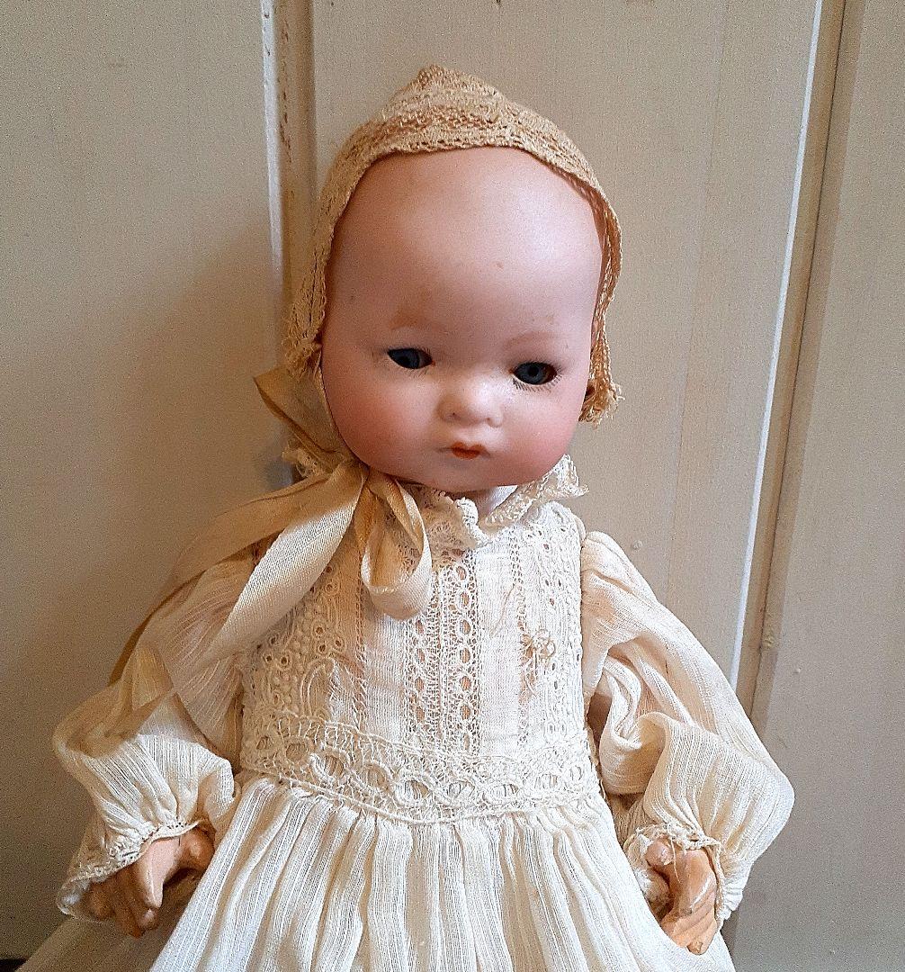 ⭐可愛いです！！目を閉じる！アンティークビスクドール クッション付き 18