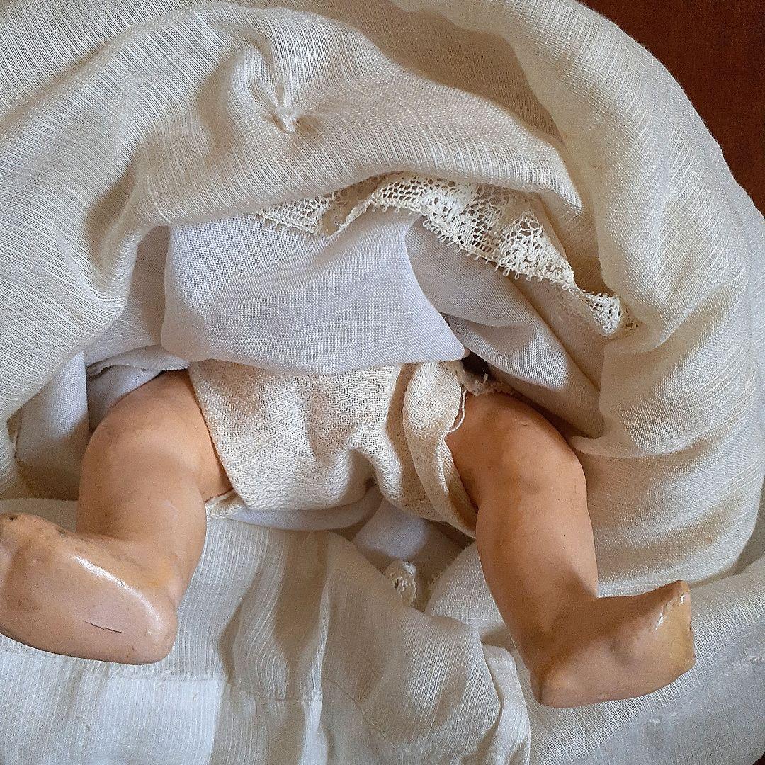 ⭐可愛いです！！目を閉じる！アンティークビスクドール クッション付き 18