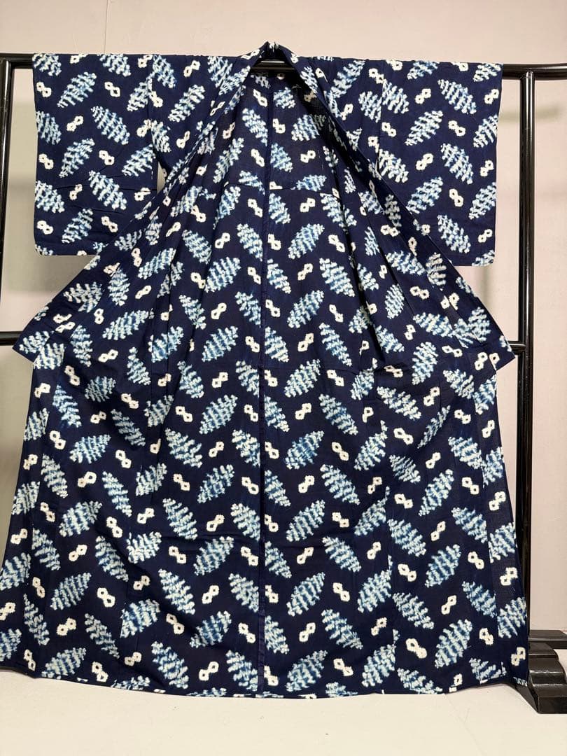 N14「片野絞り」民藝 染絞り職人 片野かほり 藍染絞り着物仕立 和装 国