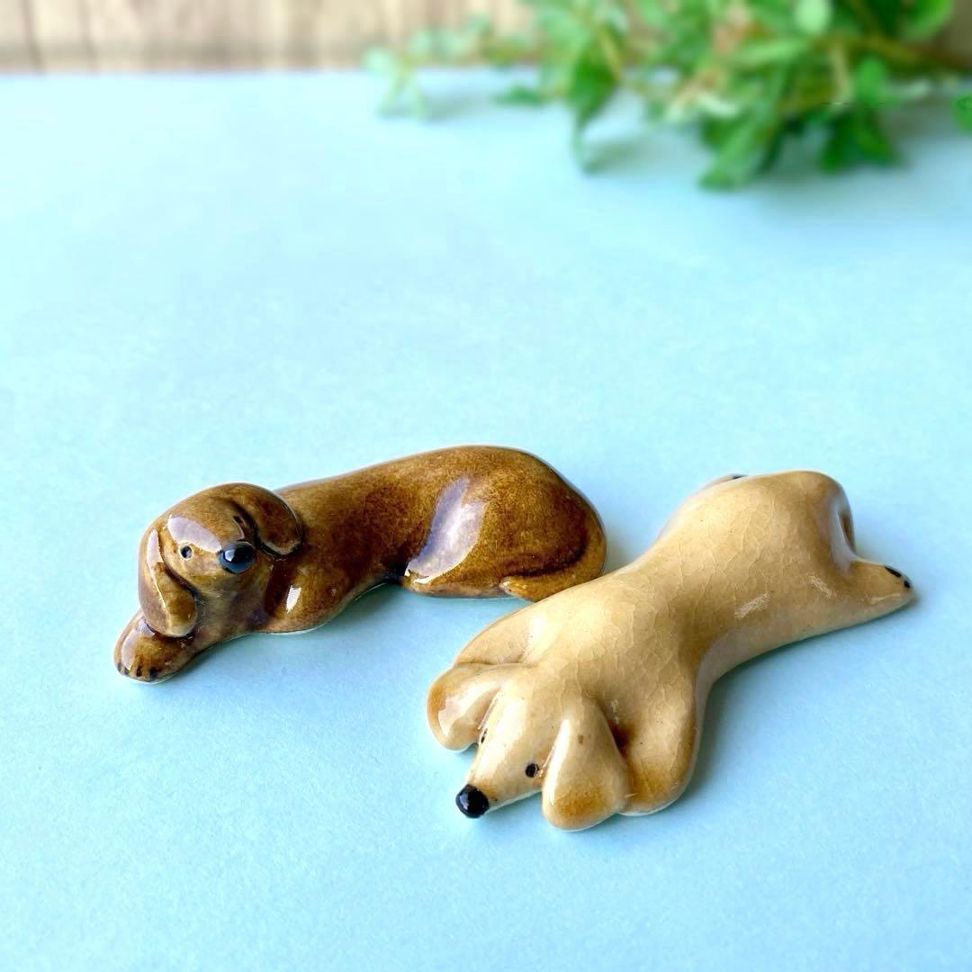 犬の箸置き2点セット ダックスフント 置物 カトラリー ペーパー