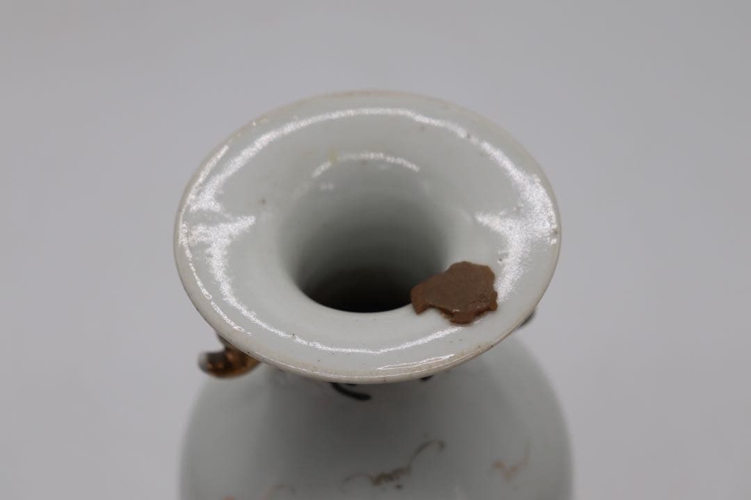 中国 金彩花卉紋双耳瓶 景鎮名瓷 送料込み0411