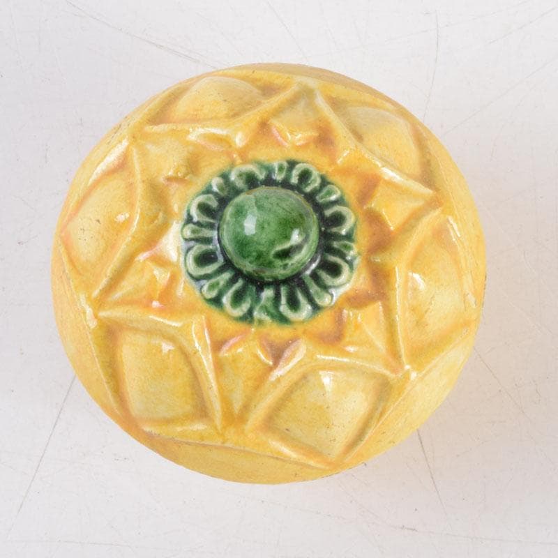 茶道具 永楽善五郎作 黄交趾 蕗の薹（フキノトウ）香合 共箱 C 9217