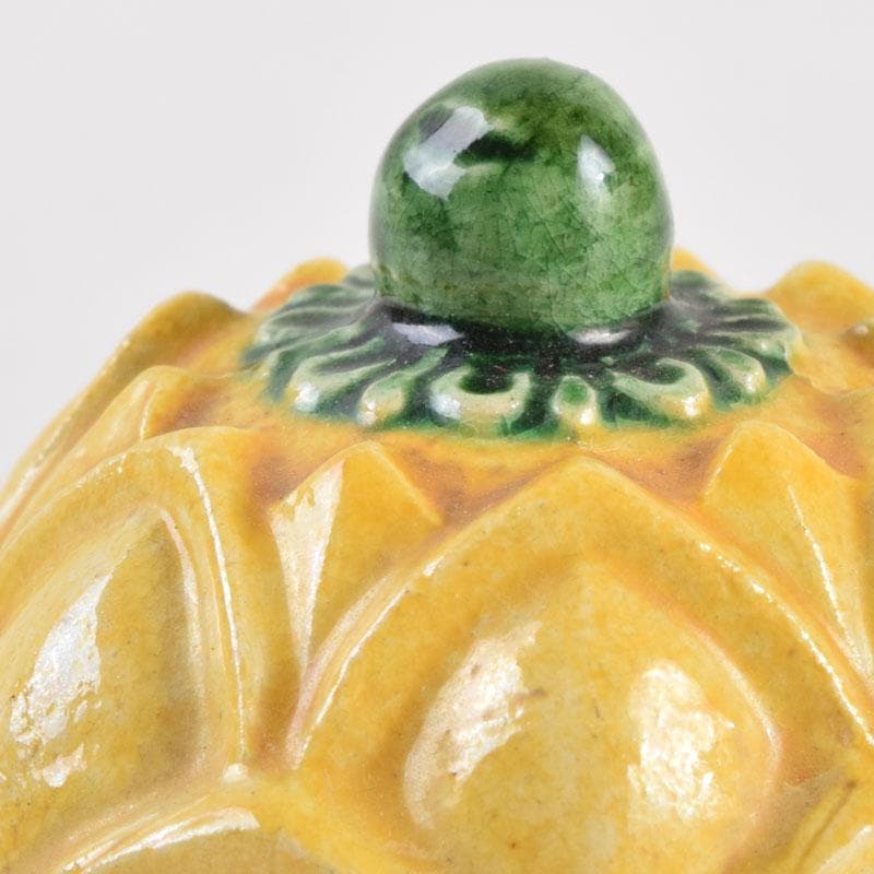 茶道具 永楽善五郎作 黄交趾 蕗の薹（フキノトウ）香合 共箱 C 9217