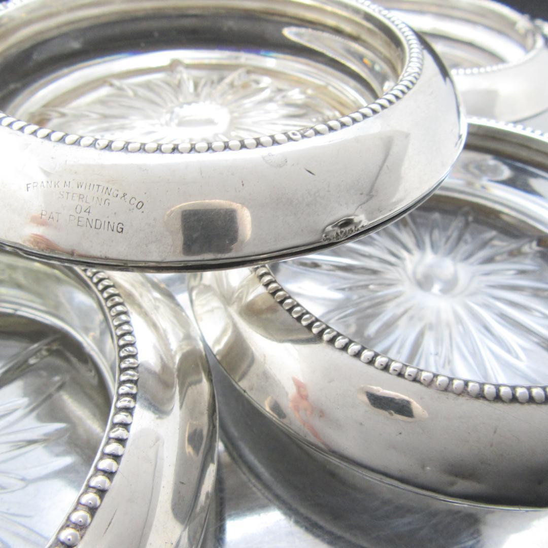 FRANK M. WHITING】 【純銀/ガラス】コースター 5個組