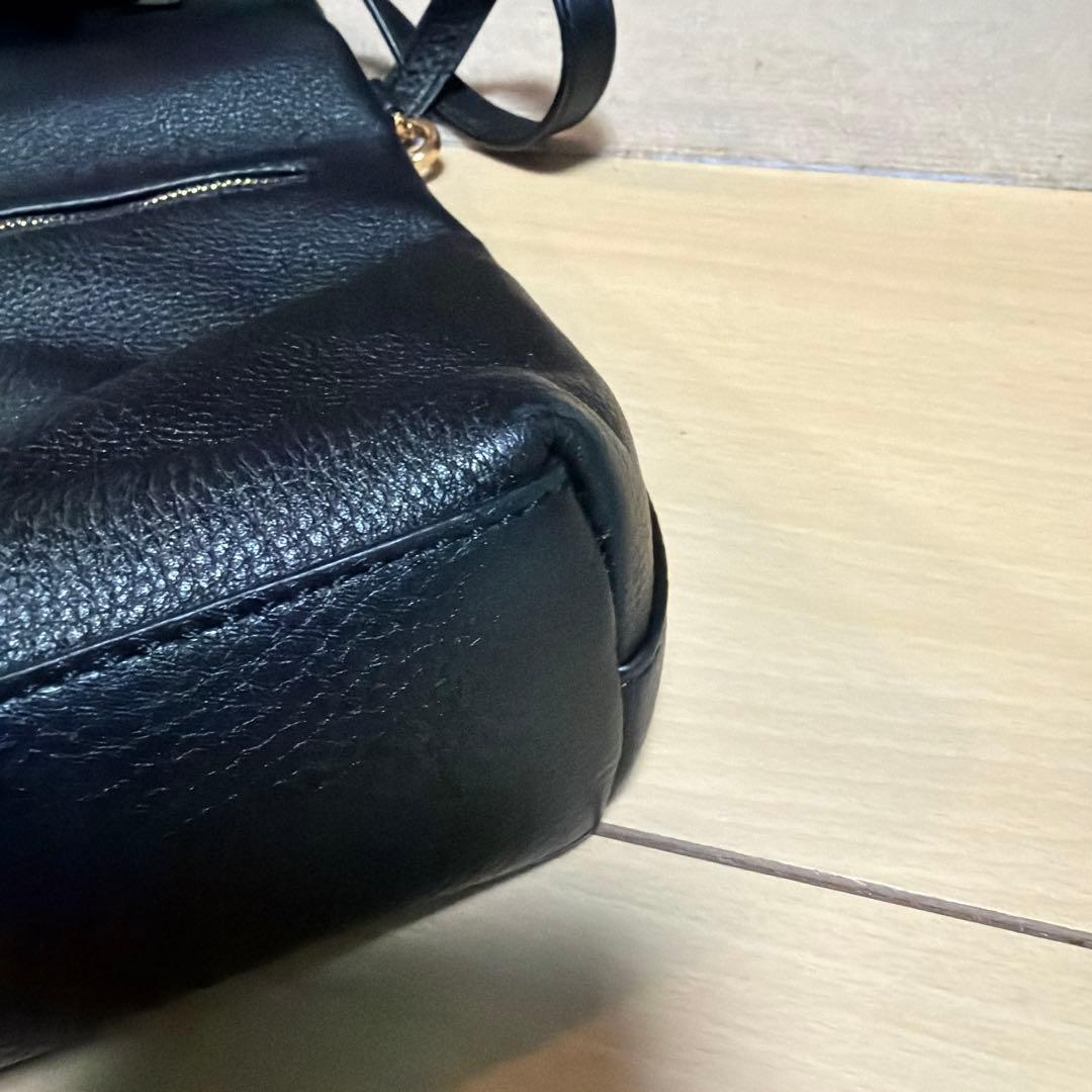 トリーバーチ/ブラックレザーショルダーバッグ 保存袋付き