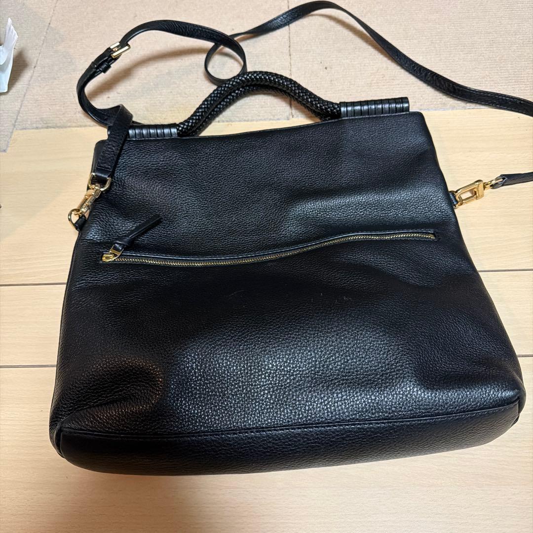 トリーバーチ/ブラックレザーショルダーバッグ 保存袋付き