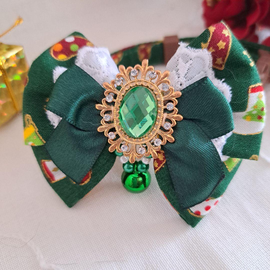 クリスマスシリーズ(緑靴下)わんちゃん猫ちゃん用首輪 クリスマス