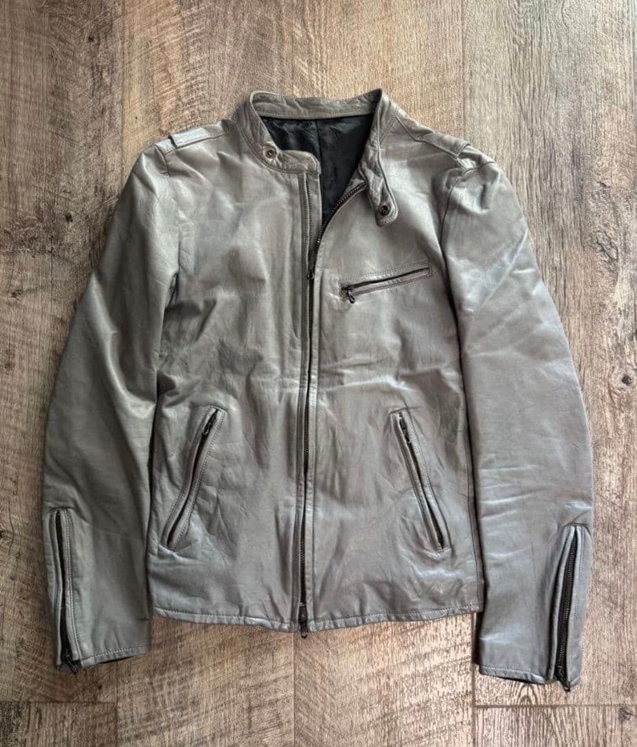 希少LITHIUM HOMME(リチウムオム)レザーシングルライダースジャケット