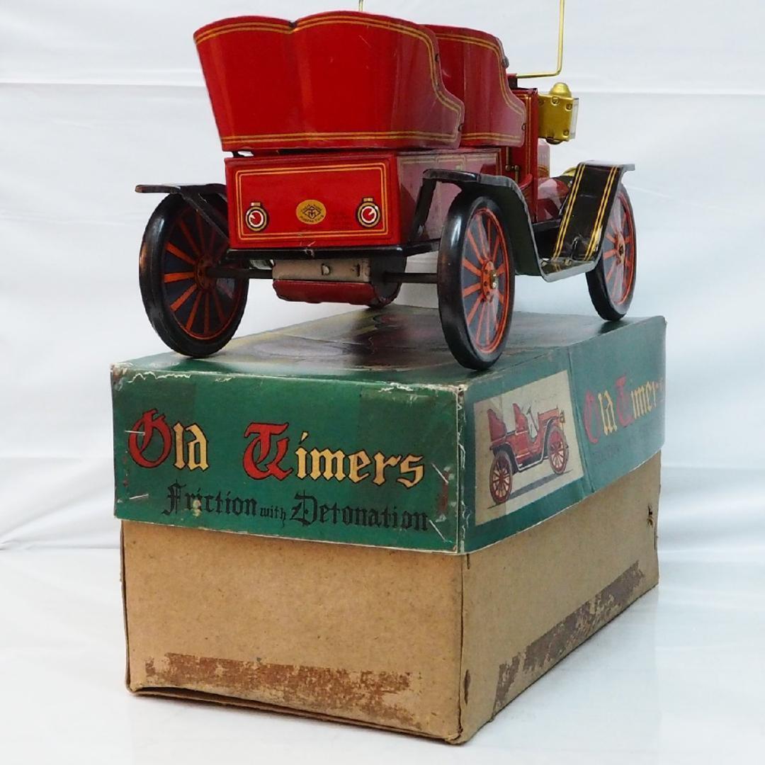 増田屋【オールドタイマー 大 タイヤ外れ有 赤】ブリキin toy car箱付