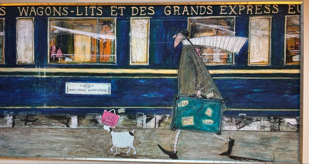 極美品‼️✨絵画【サムトフト】イケてるオリエント急行 ゴールドフレーム