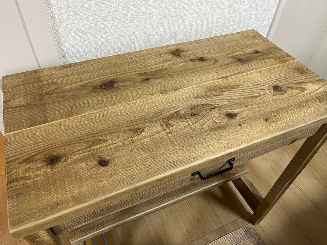 天然木デスクとスツールセット