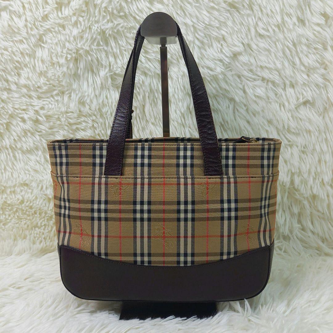 希少✨バーバリー ヴィンテージ ハンドバッグ ノバチェック ブラウン チャーム付