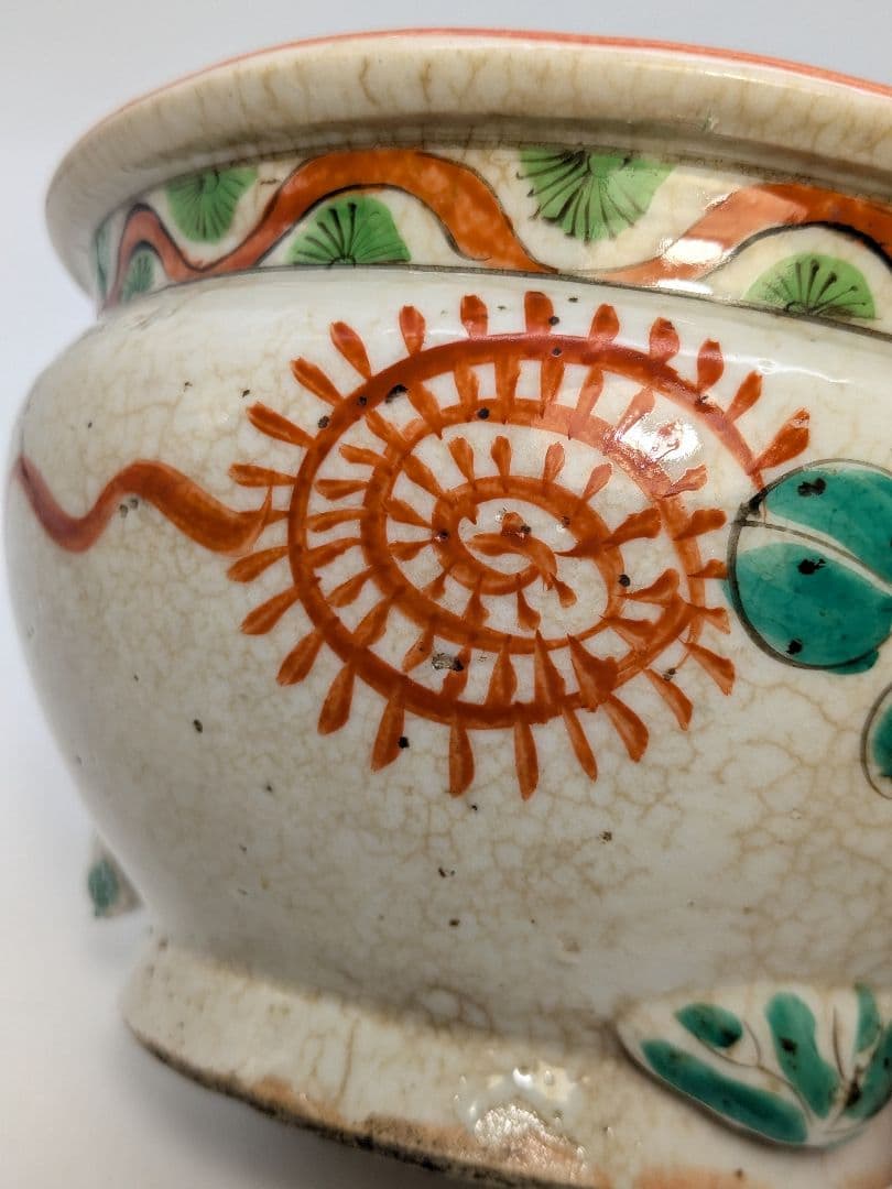 大正～昭和初期 赤絵香炉 香道具 仏具 お香 アロマグッズ 香爐 置物 色絵付け