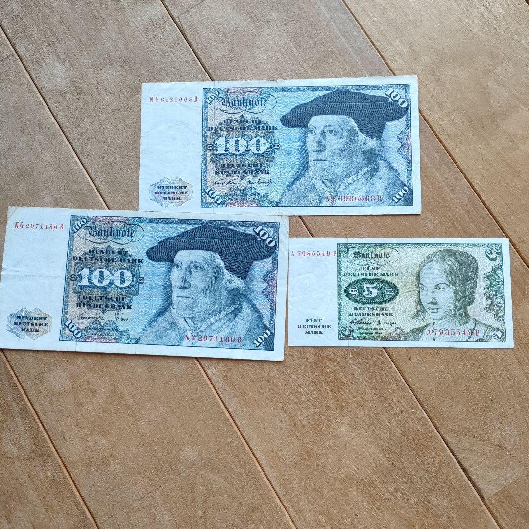 ドイツ100マルク紙幣2枚10マルク紙幣1枚1980年