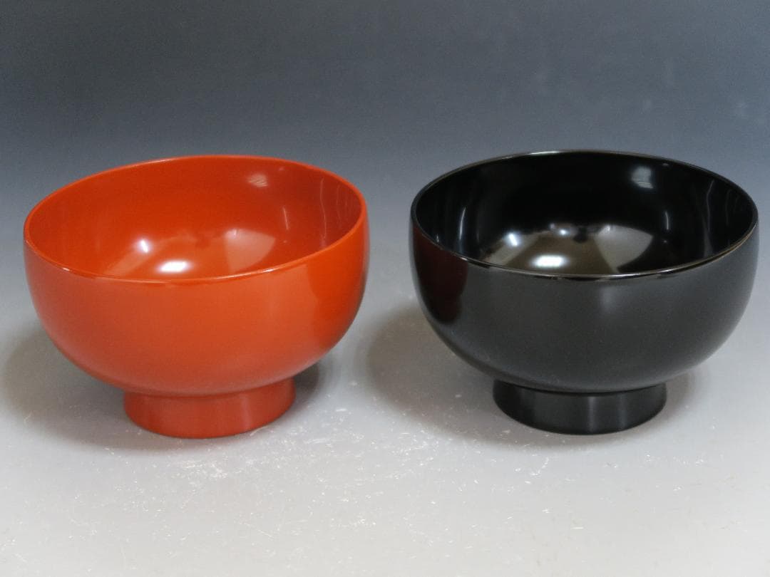 【輪島塗】夫婦椀 洗朱 黒 高台黒塗 天然木 二客揃 共箱